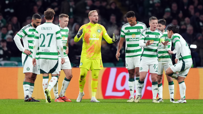 Moment Celtic blunder sparks on-field inquest as Kasper Schmeichel shows leadership