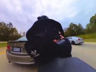 Moment motorcyclist is knocked off his bike while trying to overtake - but who's in the wrong?