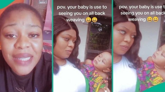 Mum Who Used to Rock All-back Hairstyle Leaves Baby Confused after Wearing Wig in Video