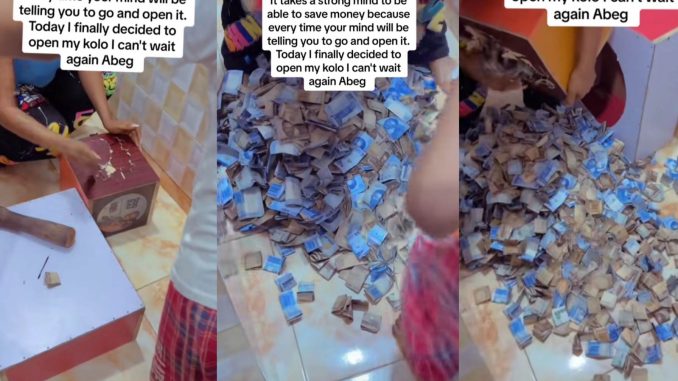 Netizens drool as lady breaks open her piggy bank in viral video