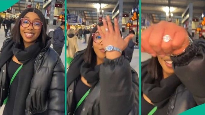 Nigerian Lady Living in UK Taunts People Who Said There's No Love Abroad, Flaunts Luxury Ring