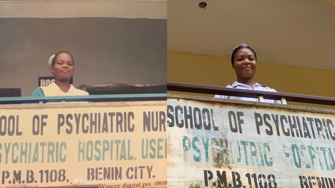 Nurse recreates mother's 20-year-old photo in the same spot at the same hospital (IMAGES)