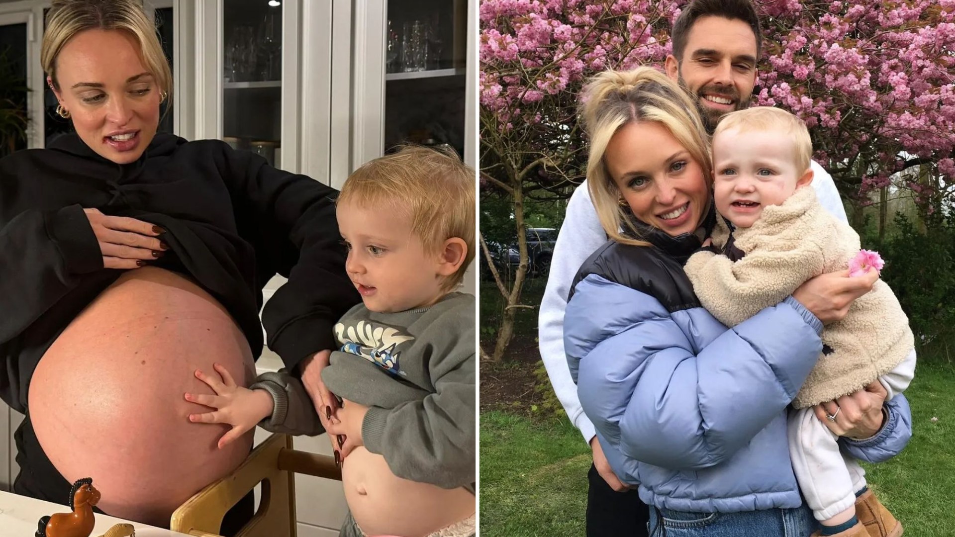 Pregnant Jorgie Porter reveals her huge bare baby bump in sweet snaps with son Forest, one