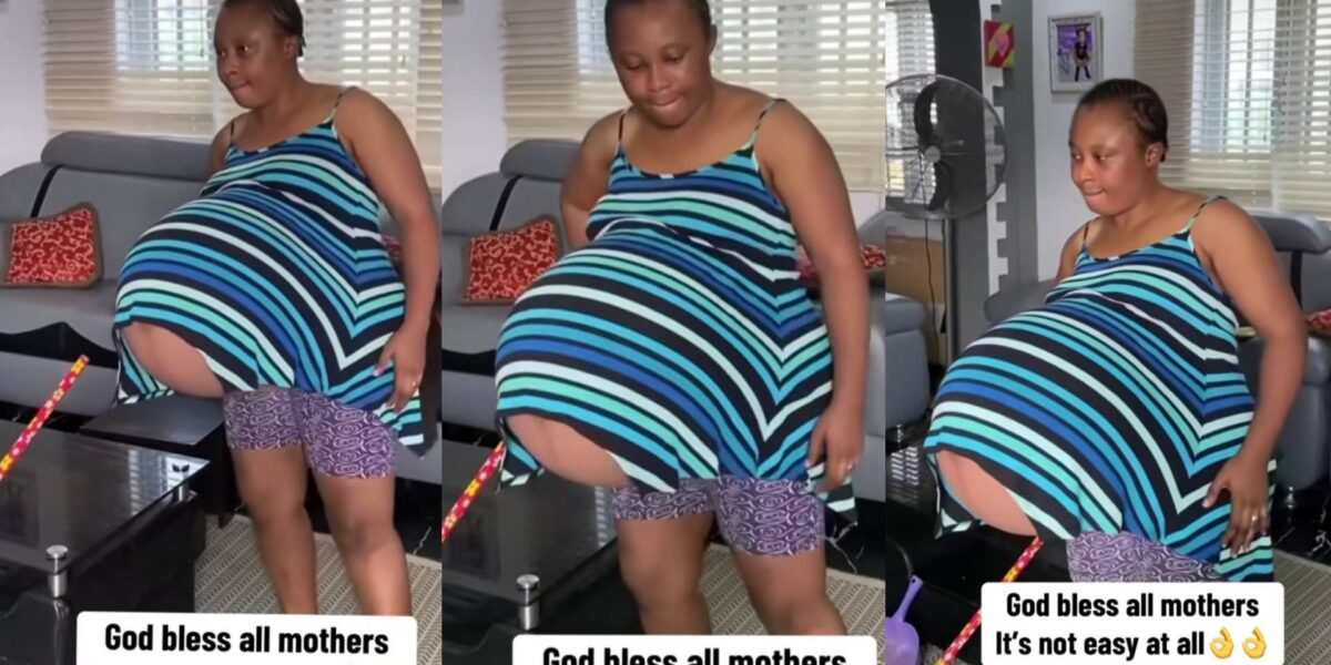 Pregnant lady shows off her huge baby bump, video stirs shock