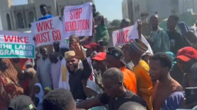 Protest rocks Abuja over mass demolitions by FCT Minister Wike