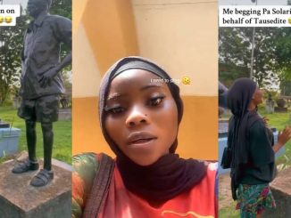 TASUED student goes viral as she begs Tai Solarin’s statue to reduce school fees