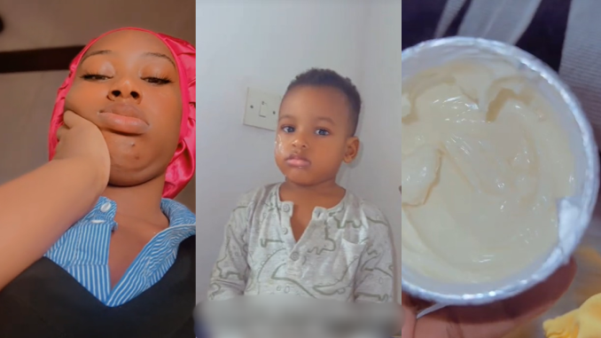 "The colour of my problem is colour green "– Little boy responds to his mum after being sc0lded for wasting cream (VIDEO)