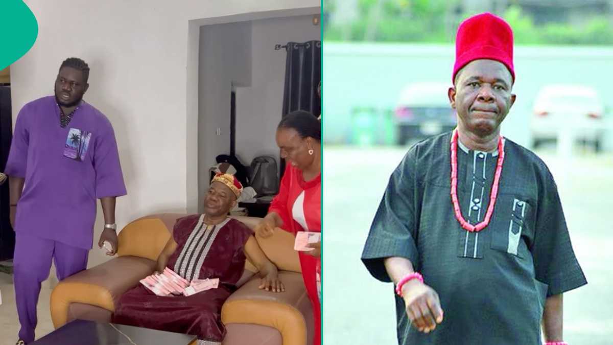 Untouchable Comedy’s Friend Treats Chiwetalu Agu’s Leg, Gives Actor Bundles of Cash in Video