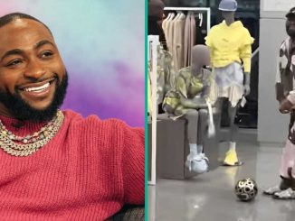 Video of Davido Playing Football in a Clothing Store in US Ignites Reactions: “Assurance Cover Am”