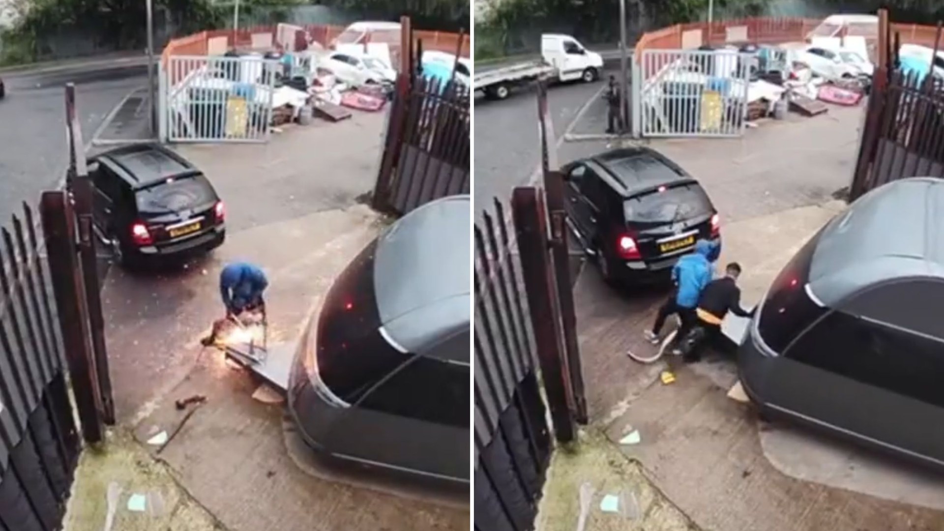 Watch gang swipe caravan off driveway in just SECONDS with 'carefully-planned' heist before speeding away