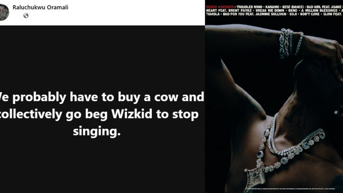 "We probably have to buy a cow and collectively go beg Wizkid to stop singing" – Man rates Wizkid's Morayo album