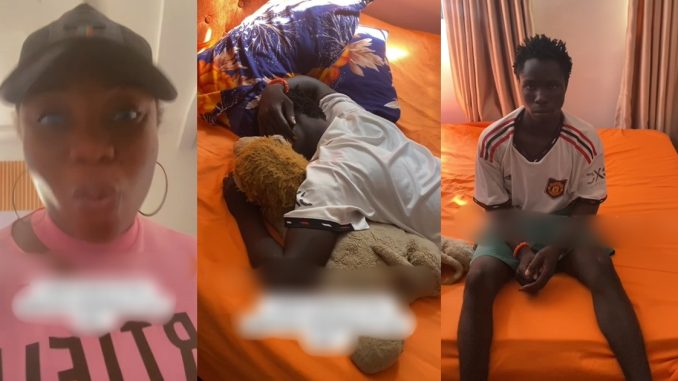 Woman in sh0ck as she meets her gateman relaxing on her bed (VIDEO)