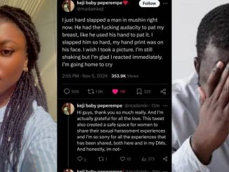 Woman reacts fiercely after man touches her breast in public in Mushin