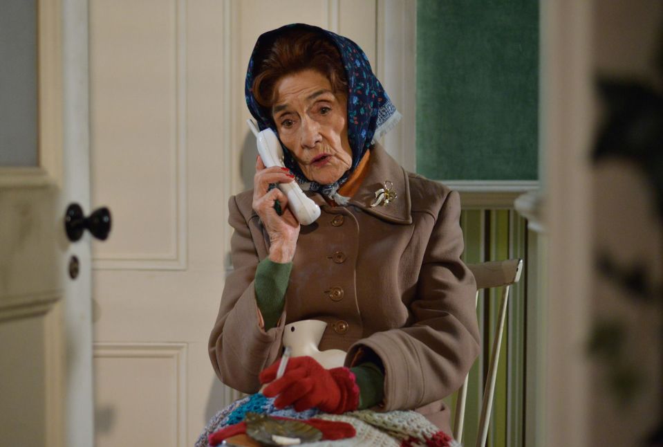 Dot Cotton, played by the late June Brown, in her familiar EastEnders attire