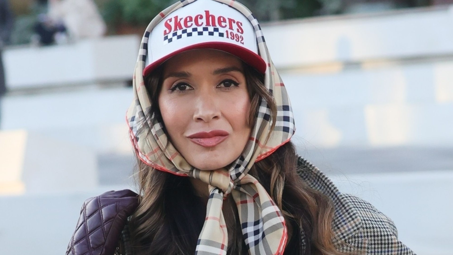 Myleene Klass channels Dot Cotton with headscarf ahead of Loose Women appearance