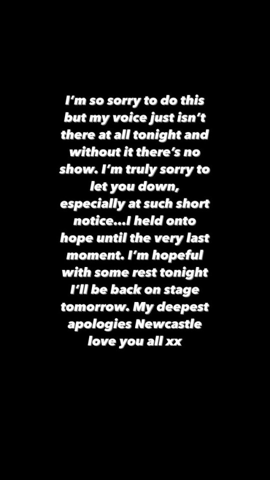 Zayn posted an apology on social media minutes after the cancellation