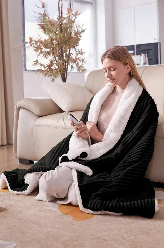 Thanks to the Waffle Shaped Electric Blanket Heated Fleece Overblanket, you won't need to worry about raking up a huge heating bill