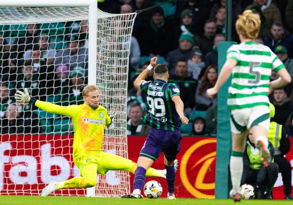 Kasper Schmeichel was the star of the show as he kept Hibs out