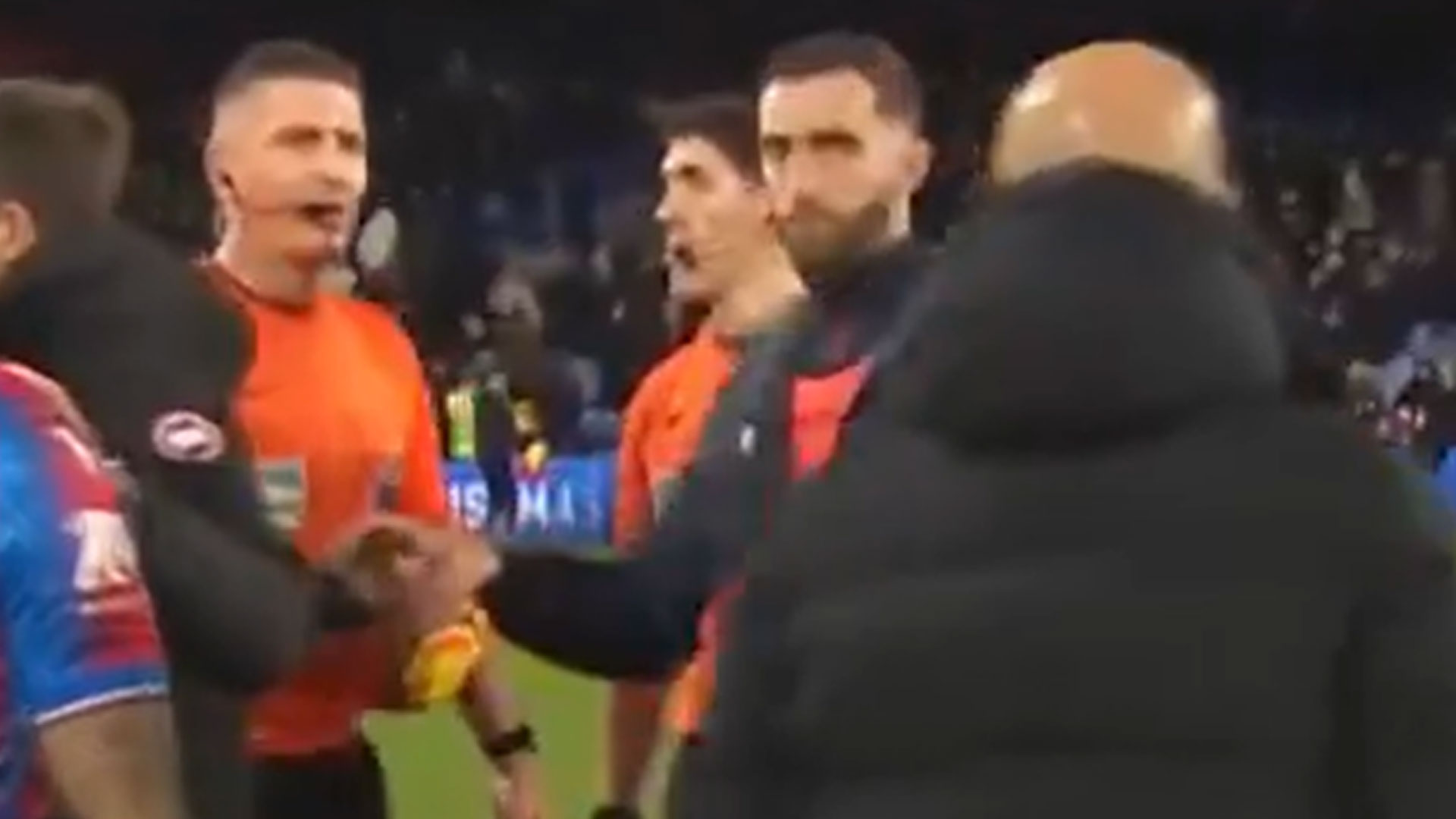 Furious Pep Guardiola confronts referee after Man City draw with Crystal Palace and red card that can't be overturned