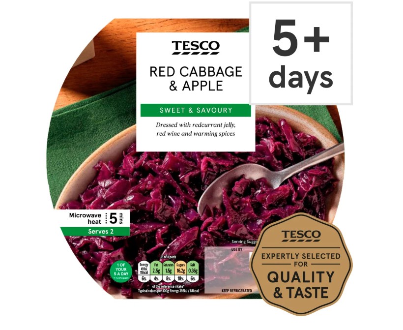 The supermarket giant is recalling its Tesco Red Cabbage & Apple 300G