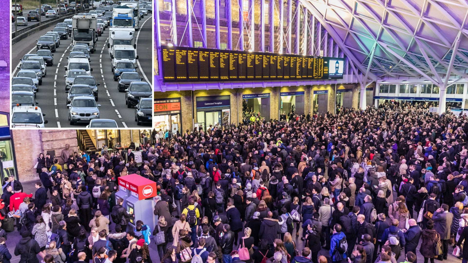 Warning for getaway chaos as 16m to hit roads, rail workers announce strike & Heathrow braces for 'busiest Xmas EVER'