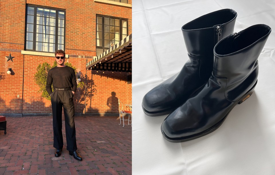 For £800, fans can buy Jimmy Choo black leather boots that Mescal was seen wearing during Gladiator II promotions