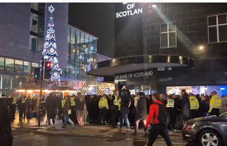 The fans were chanting in the city centre