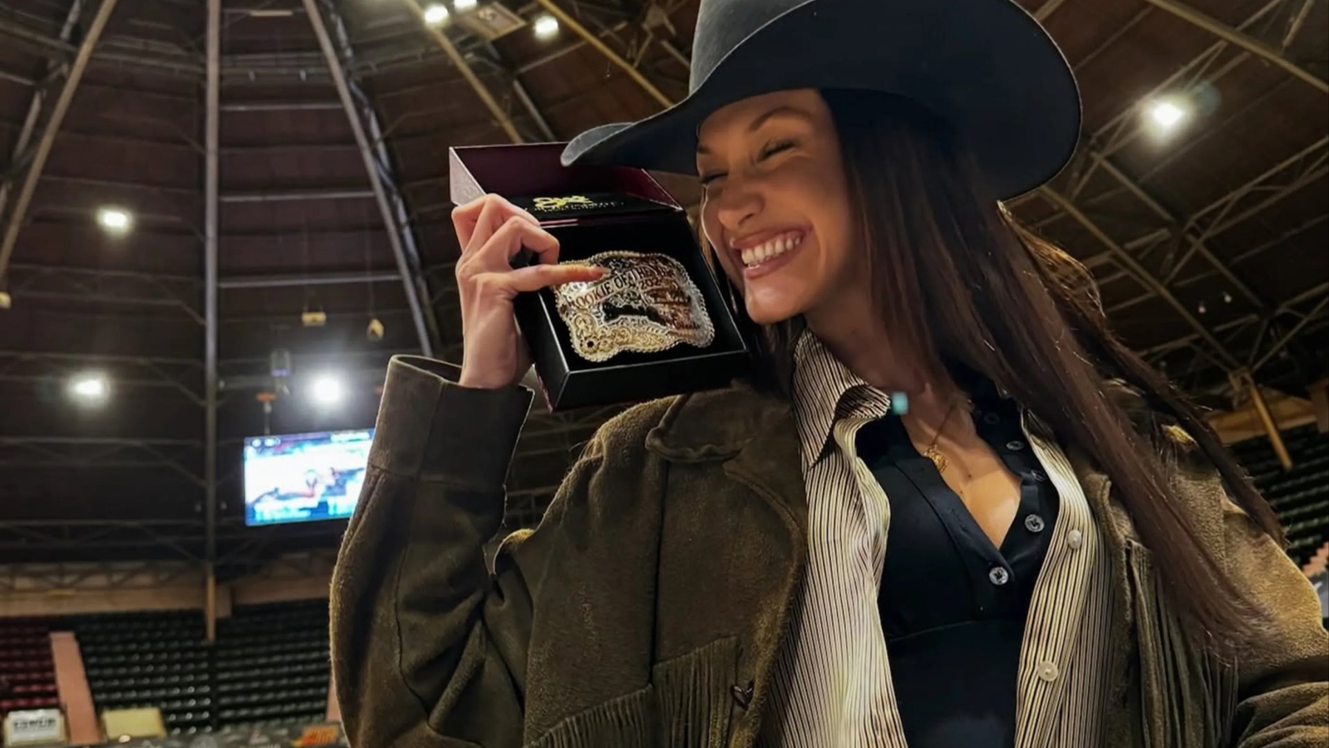 Stunning Bella Hadid beams with joy as she wins award at rodeo horse event