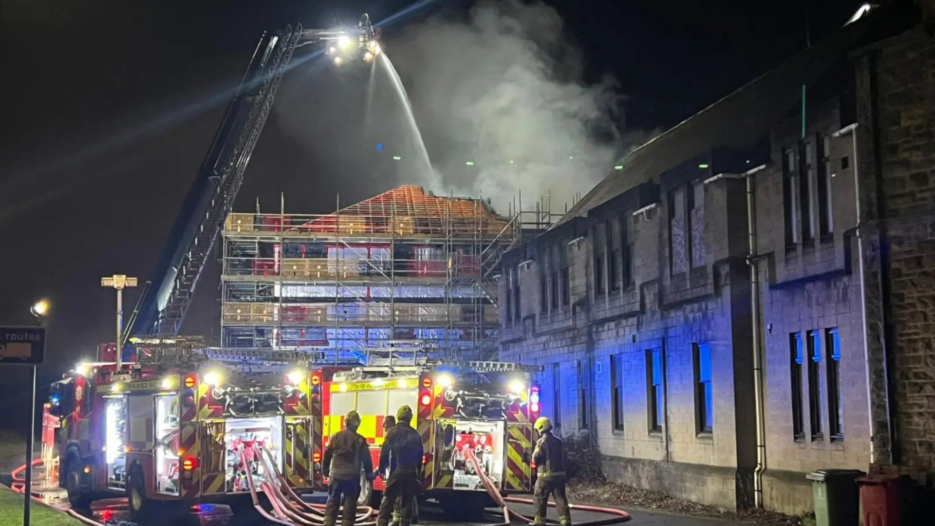 Police hunt culprits behind huge blaze at Scots flats