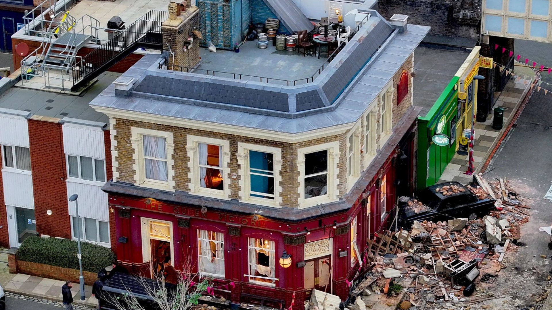 EastEnders chaos as the Queen Vic is reduced to rubble after huge explosion in dramatic 40th anniversary special scenes