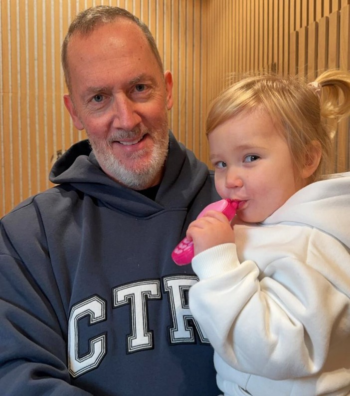 The TV star's dad revealed the news as he shared a sweet snap with his grandaughter Alba-Jean