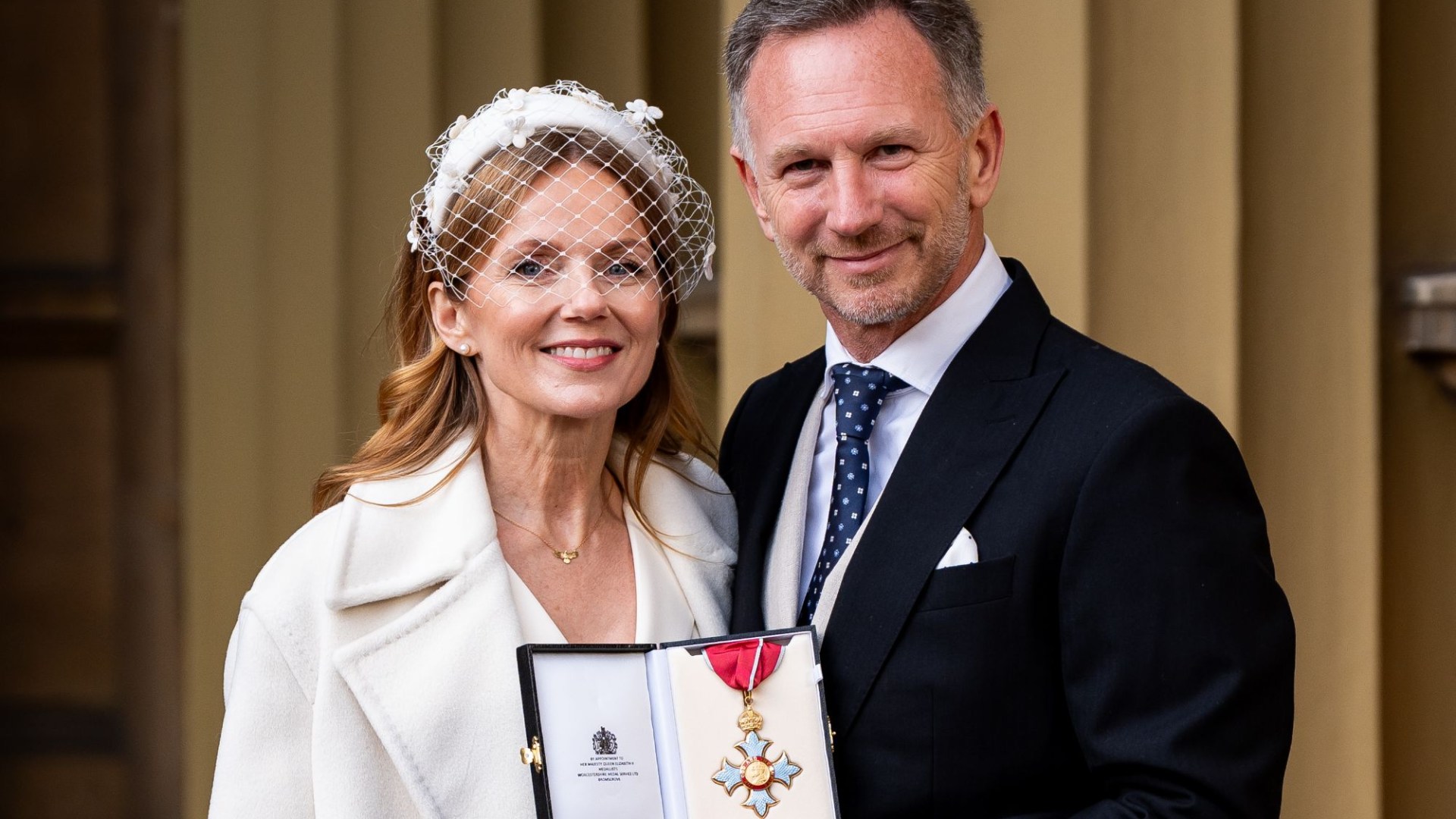 F 1 boss Christian Horner puts year from hell behind him as he collects CBE with wife Geri by his side