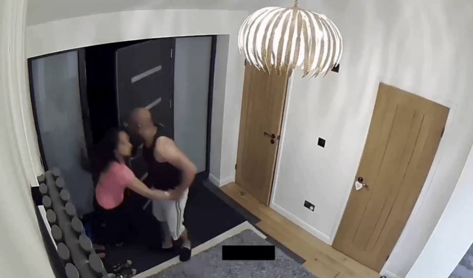 Shocking moment 'masked robbers' stage doorstep gun threat in bitter divorce revenge plot - before cops reveal the truth