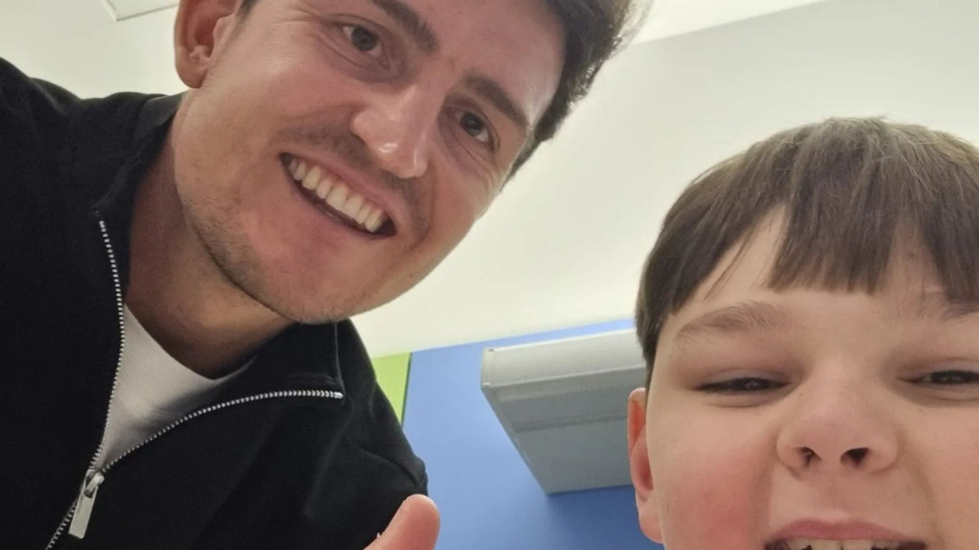 Brave amputee Tony Hudgell, 10, 'over the moon' as his football hero Harry Maguire visits him at Sheffield hospital