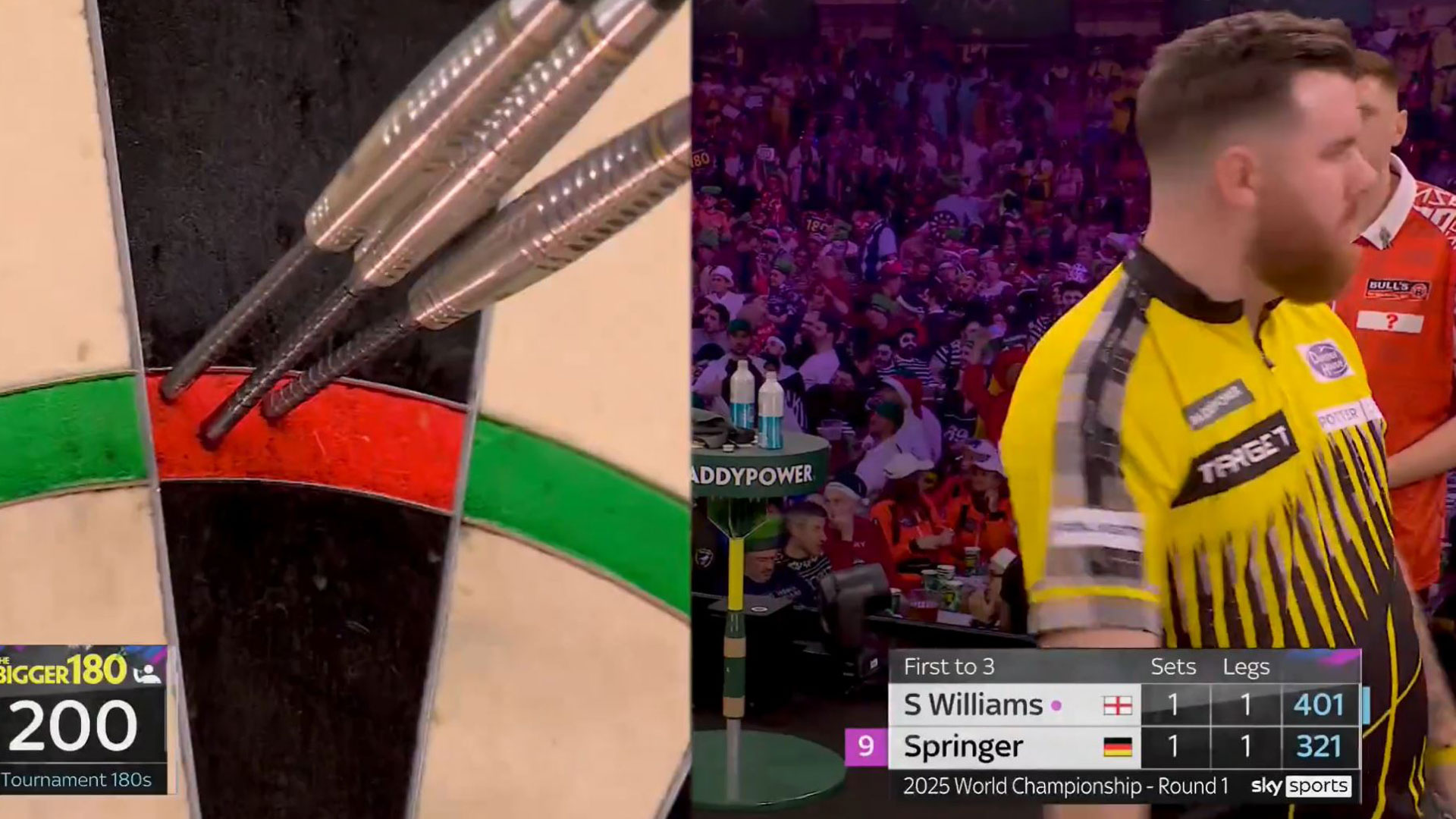 'Corniest thing in darts' fume World Darts Championship fans as they are left unimpressed at Scott Williams' 'blind 180'