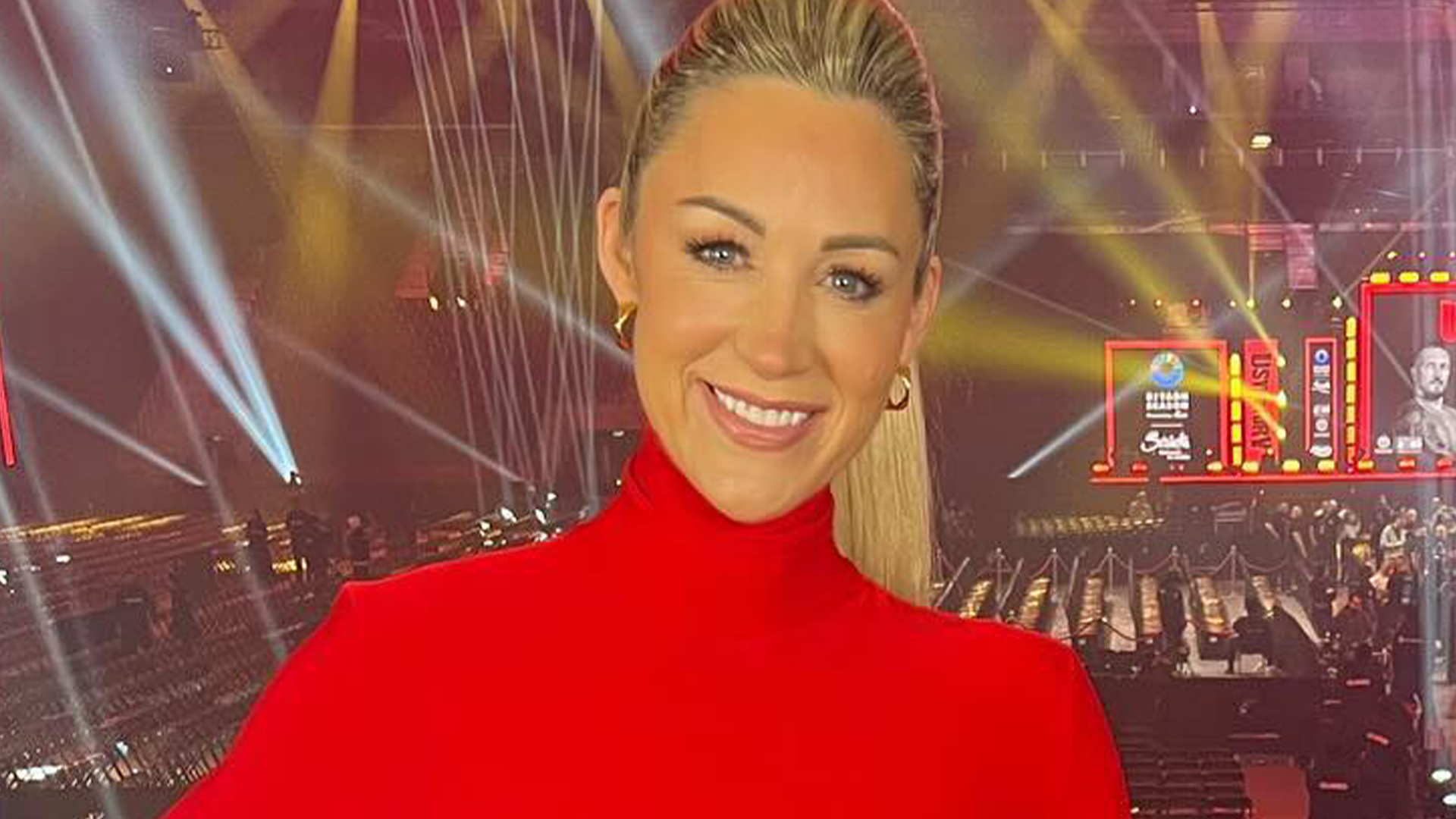 TNT Sports presenter who used to be in Gladiators steals show at Tyson Fury vs Oleksandr Usyk in incredible red dress