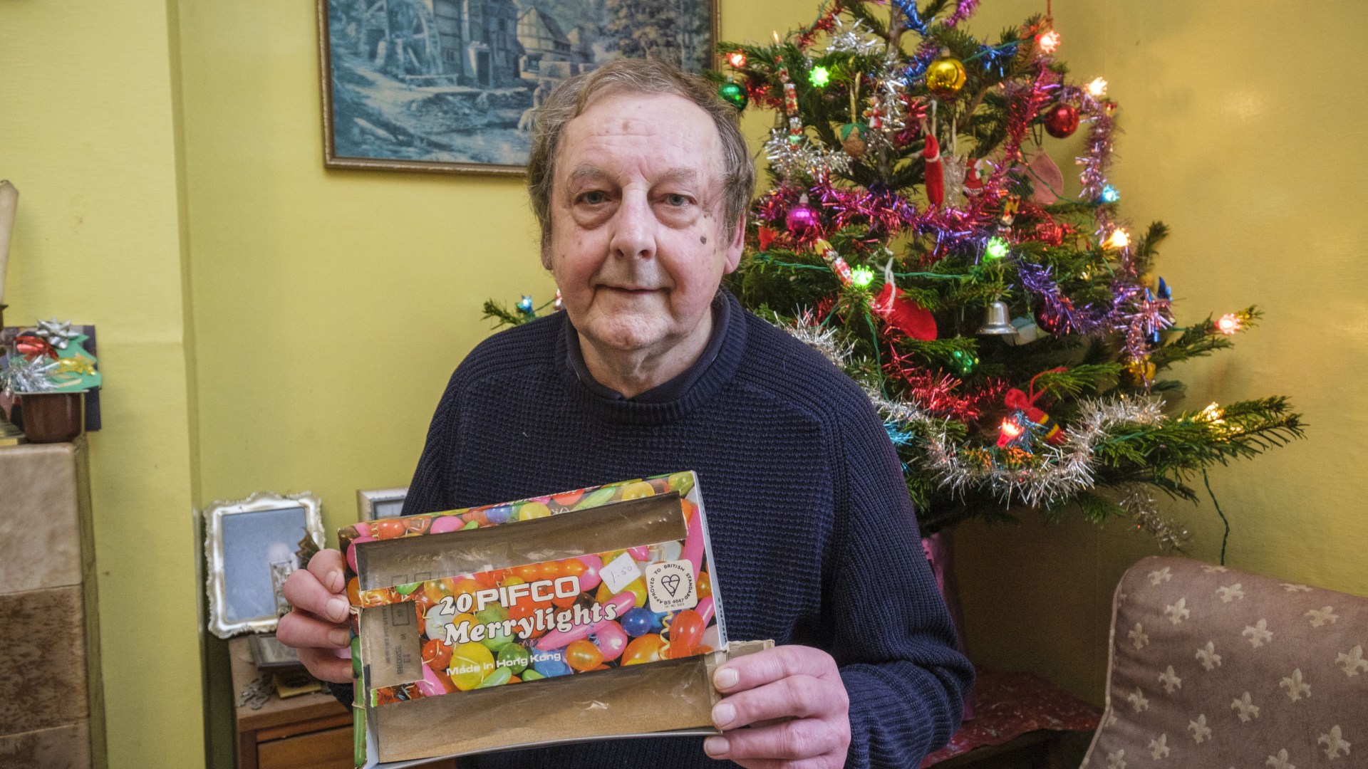 Grandad, 73, has displayed the same set of lights on his Christmas tree for 50 years