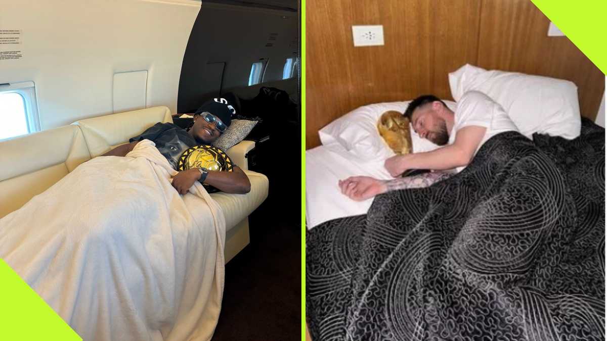 Ademola Lookman Recreates Iconic Lionel Messi Picture With CAF Award Inside Private Jet