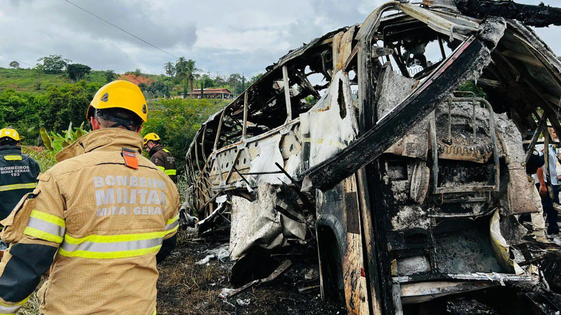 At least 38 dead in horror crash after bus 'blows a tyre' and ploughs into lorry sparking deadly inferno in Brazil