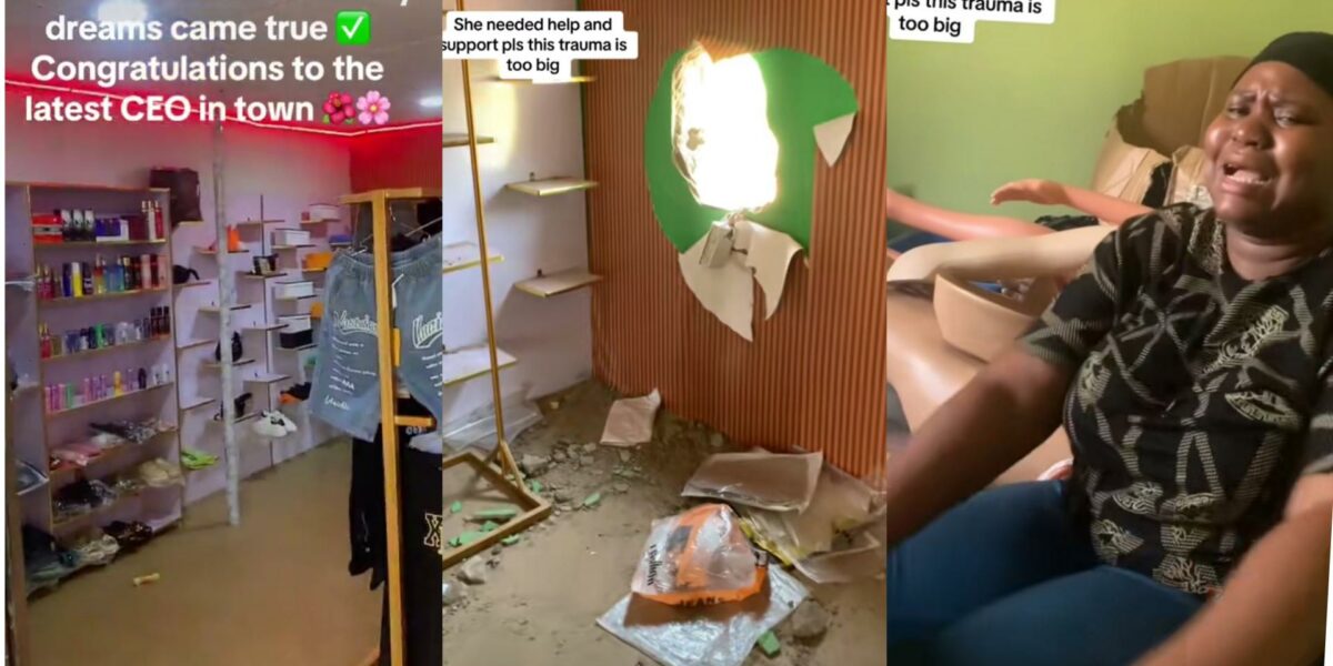 Businesswoman devastated as thieves breaks into her shop, empty it