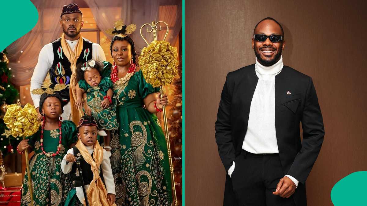 Christmas: Daniel Etim-Effiong, Family Glow In Efik Outfits, Fans React to Photos: "Postcard Goals"