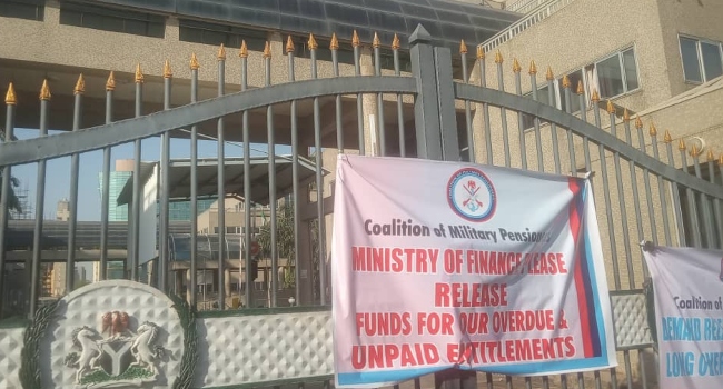 Just in: Military pensioners seal Finance Ministry in Abuja