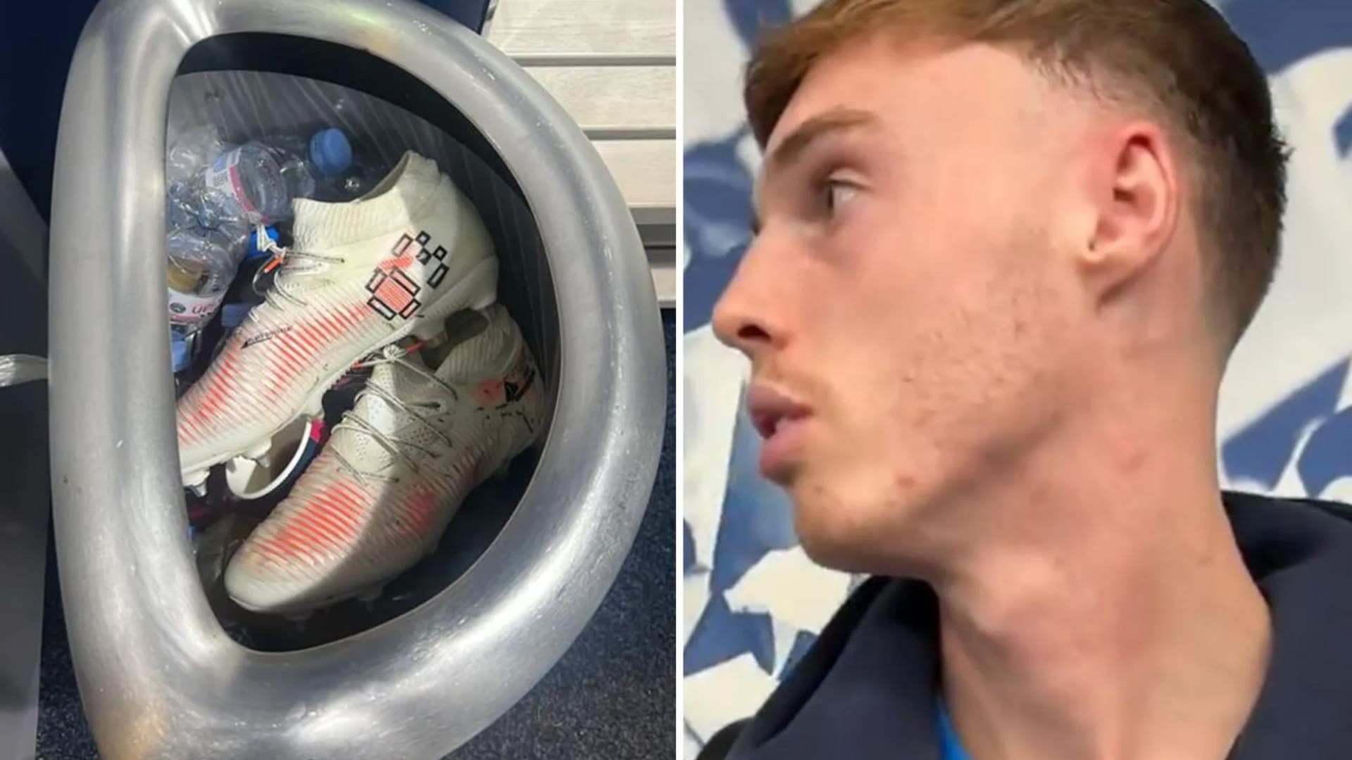 Moment Cole Palmer stops interview to quiz Chelsea team-mate Marc Cucurella on his boots after Tottenham clash