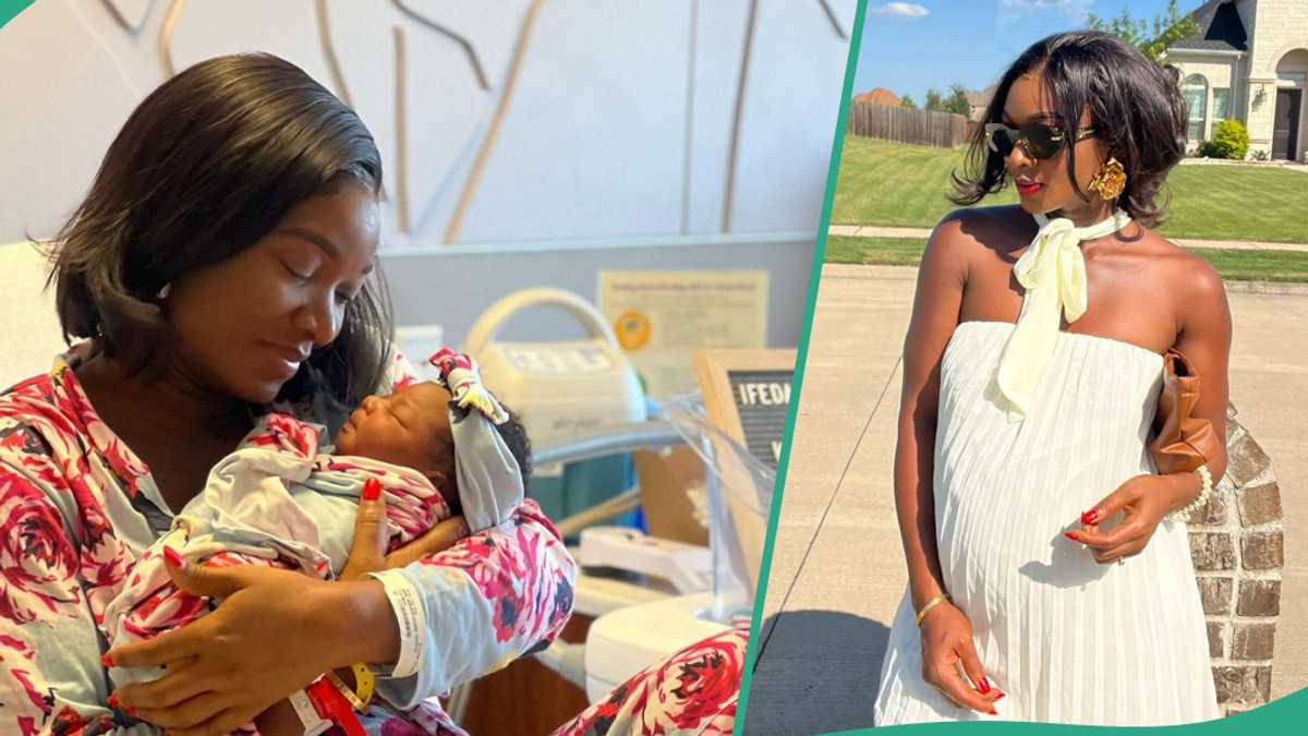 Wofia Fada Flaunts Lovely Pictures of Her Newborn, Shares Name: "Baby Cole of Victoria lsland"