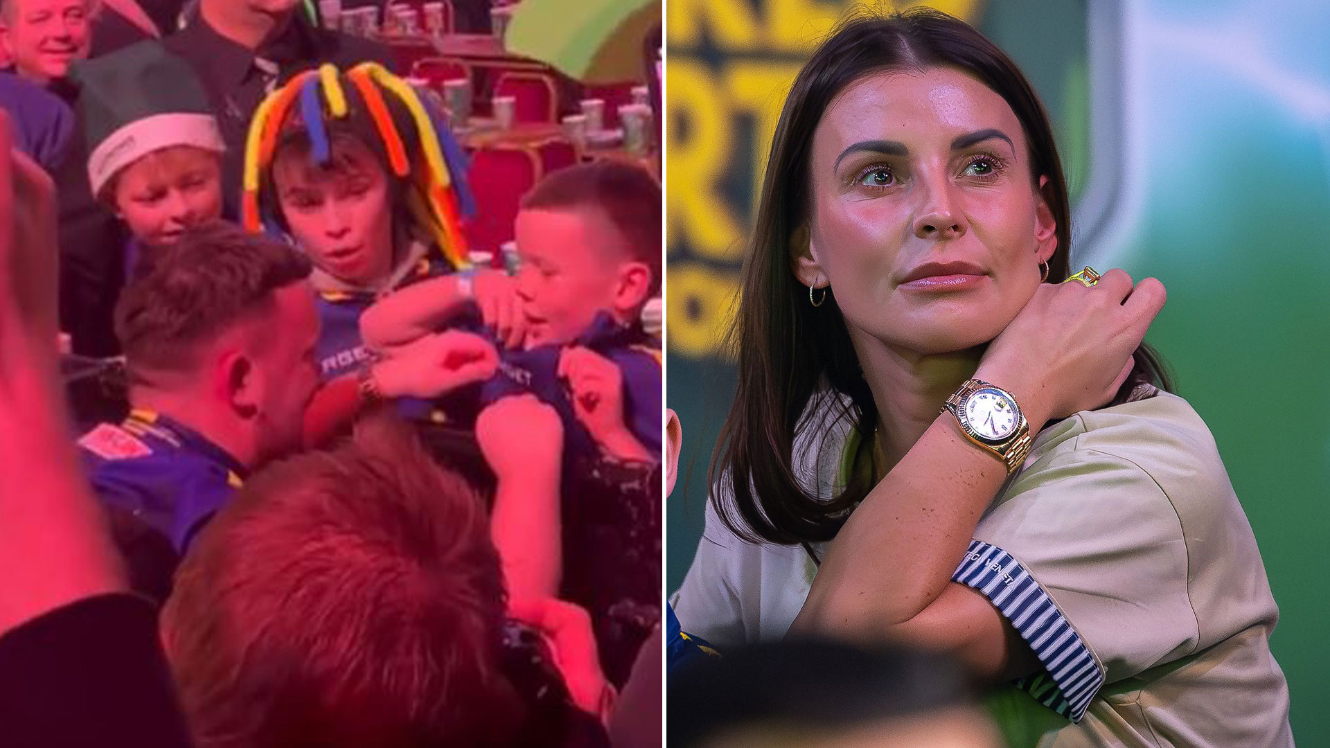 Man Utd megafan Luke Littler signs autographs for Wayne Rooney's kids as wife Coleen gets 'beer all over me' at final