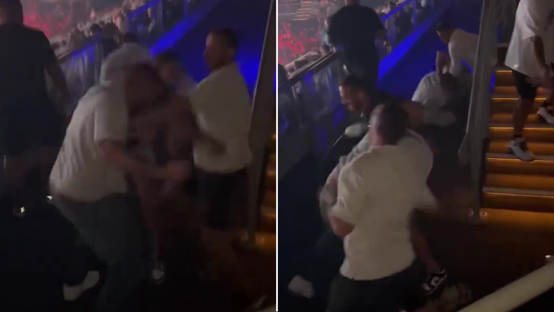 'Best scrap of night' say fans as disgraceful brawl breaks out in crowd with limbs everywhere at major boxing event