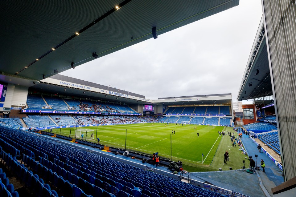 Ibrox Stadium during a Rangers F.C. soccer match.