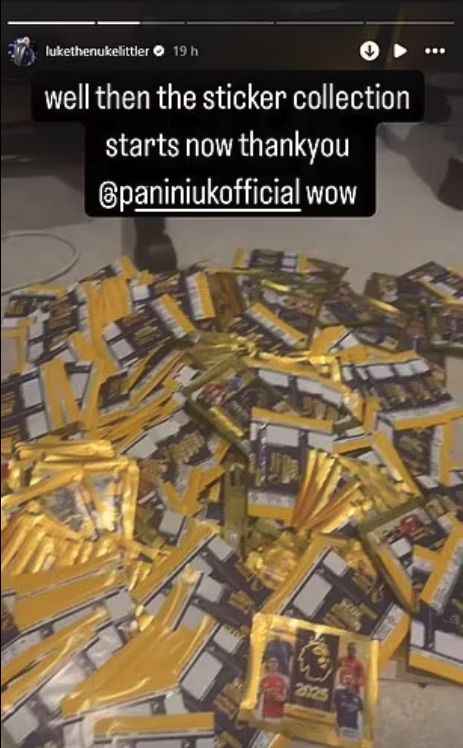 Large pile of gold sticker packets.