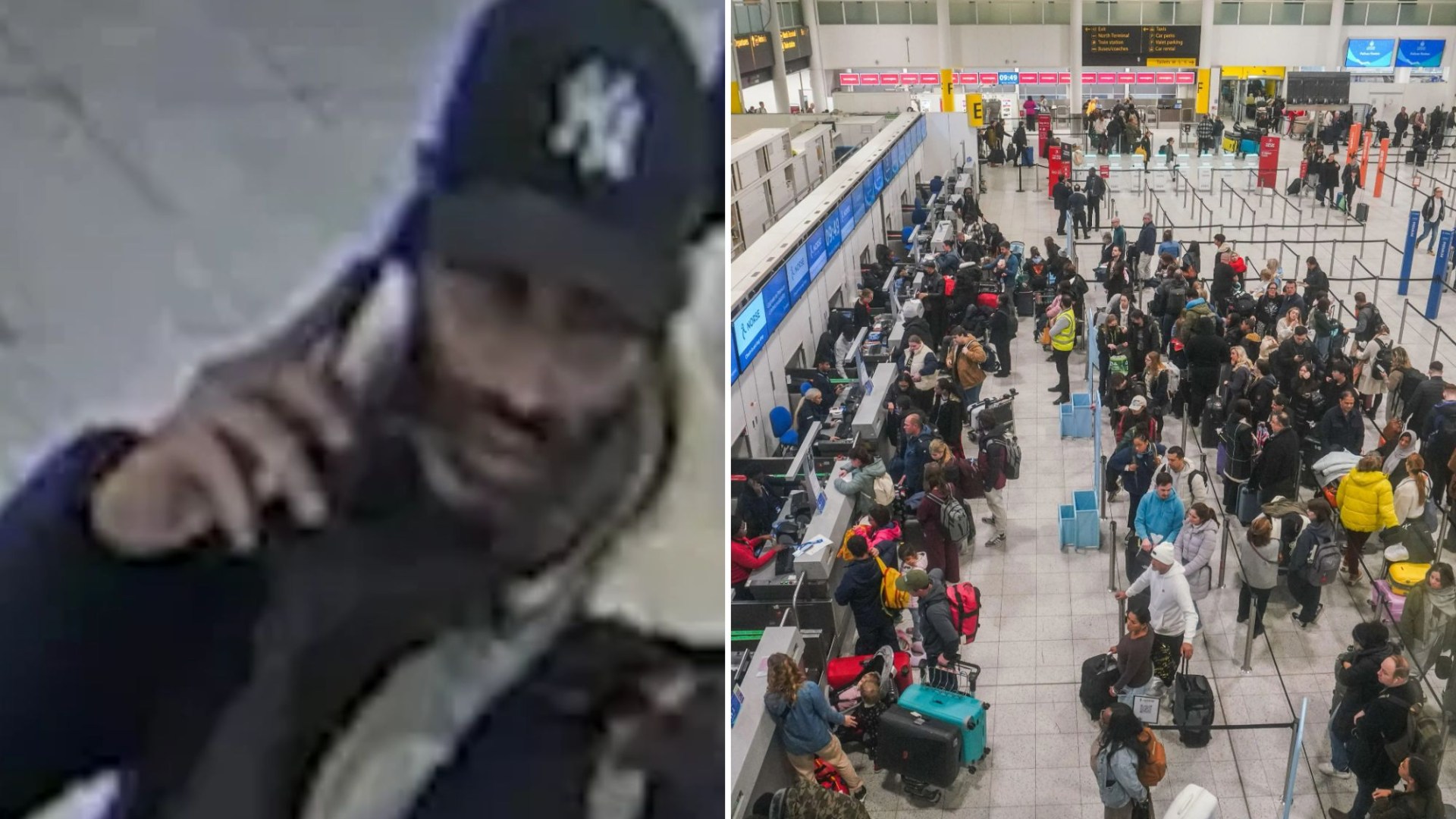 Cops in urgent search for Gatwick Airport thief as they share CCTV after family have luggage stolen while distracted