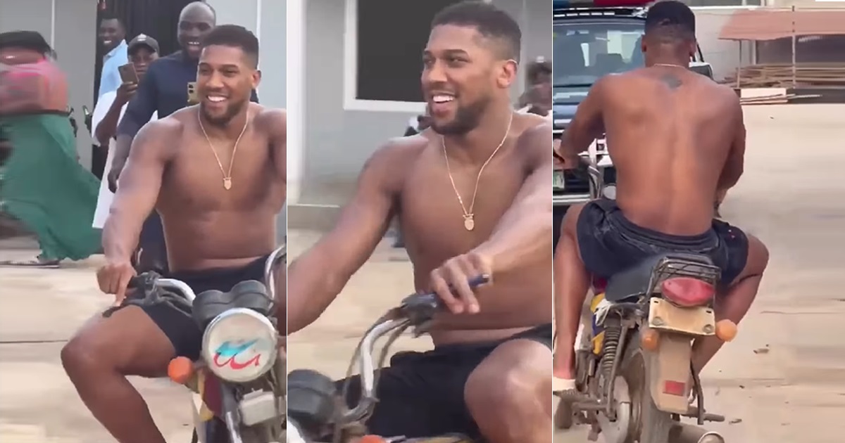 "Na this guy enjoy this holiday pass" – Netizens react to video of Anthony Joshua riding an Okada (VIDEO)